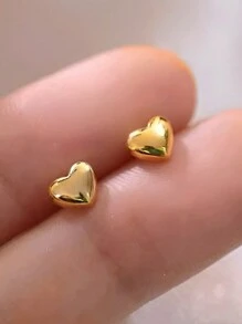 1pair Fashionable Simple And Exquisite Elegant Double-Sided Wear Design Heart-Shaped Basic Texture Earrings, Sweet And Elegant Style For Summer Festivals, Weddings, Parties, Daily Wear, Clothing Matching Silver Earrings With A Touch Of Luxury To Gift Your Loved Ones, Friends Or Couple, Or To Just Wear On Your Own