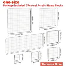 CYFUN DESIGN 3/5/6/7/9 Pcs/Set Clear Acrylic Stamp Block Kit With Grid Lines For DIY Scrapbooking Clear Photo Album Decorative - Clear - View 8