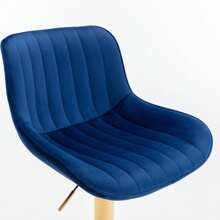 24-32 Inch Velvet Bar Stools, Counter Height Adjustable Swivel Barstools High Bar Chairs With Back & Golden Metal Base, Simple Bar Stool With Footrest For Home Kitchen Island, Pub(Ivory, Set Of 8) - 海軍 - 查看 9