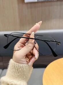 1pc Titanium Double Beam Frog Shaped Classic Rim For Myopia Glasses, Fashion Non-Prescription Glasses Clear Glasses Accessories