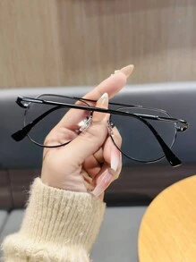 1pc Titanium Double Beam Frog Shaped Classic Rim For Myopia Glasses, Fashion Non-Prescription Glasses Clear Glasses Accessories