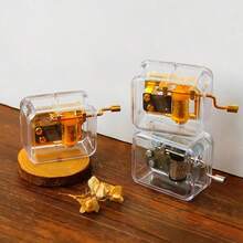 1入手摇式透明金屬樂盒,8種聲音,非常適合情侶的生日禮物 - 白色-卡農 - 查看 5