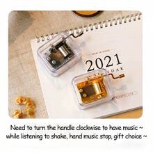 1入手摇式透明金屬樂盒,8種聲音,非常適合情侶的生日禮物 - 白色-卡農 - 查看 6