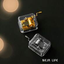 1入手摇式透明金屬樂盒,8種聲音,非常適合情侶的生日禮物 - 白色-卡農 - 查看 3