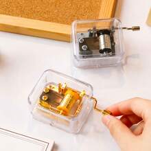 1入手摇式透明金屬樂盒,8種聲音,非常適合情侶的生日禮物 - 白色-卡農 - 查看 7