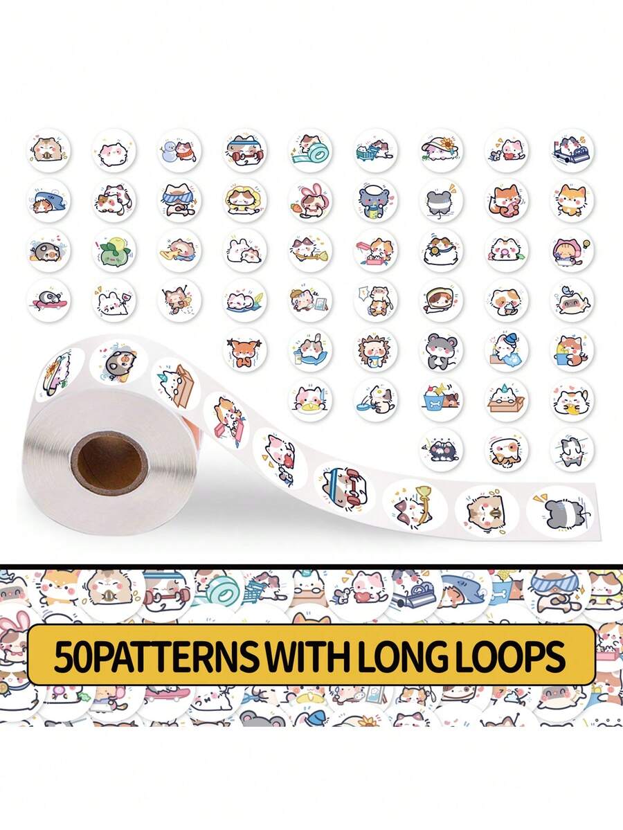 200pcs 50款寵物、日常、學校、畢業、假日、卡通、復古、歐式、花卉、背景圖案貼紙,適用於日記、相冊、創意裝飾、辦公室工作、派對用品、手作藝術等用途 - 彩色 - 查看 1