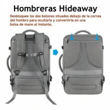 Viaje Para Adulto 1215, 50L Grande Espacio, Aprobado Por Avión 10kg, Mochila Carry On De Mano Transporte - Gris - Ver 5