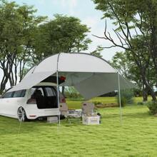 Outsunny Heckzelt Auto Autozelt Wasserdichtes Auto Markisen Zelt inkl. Stahlgestell, Regenschutz, Sonnenschutz, Leichte Tragbare für Lkw, Wohnmobil, Van, Outdoor Camping Reisen, 3 x 2,6 x 2,3-2,6 m - Hellgrau - Übersicht 1
