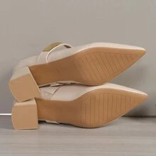 حذاء نسائي بكعب سميك وطرف مدبب أنيق وفريد لفصلي الربيع والخريف