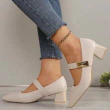 حذاء نسائي بكعب سميك وطرف مدبب أنيق وفريد لفصلي الربيع والخريف