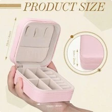 1pc PU Leather Small Jewelry Box, Mini Jewelry Travel Case, Necklace Ring Earrings Storage Organizer Mini Jewelry Case Double Layer Travel Jewelry Organizer For Women Girls Gift, Wedding Decorations Storage Container - Multicolor - View 2