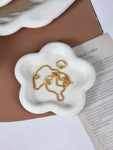 1 件花形珠宝展示盒、珠宝收纳托盘、创意家居装饰珠宝架最佳礼物 - 白色 - 查看 7