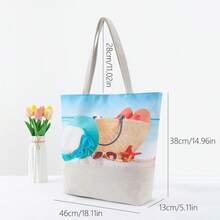 Summer Beach Bag Set Including A Straw Hat, Slippers, Sunglasses Patterned Handbag And A Large Capacity Tote Bag For Travel, Shopping, And Holidays - Royal Blue - View 5