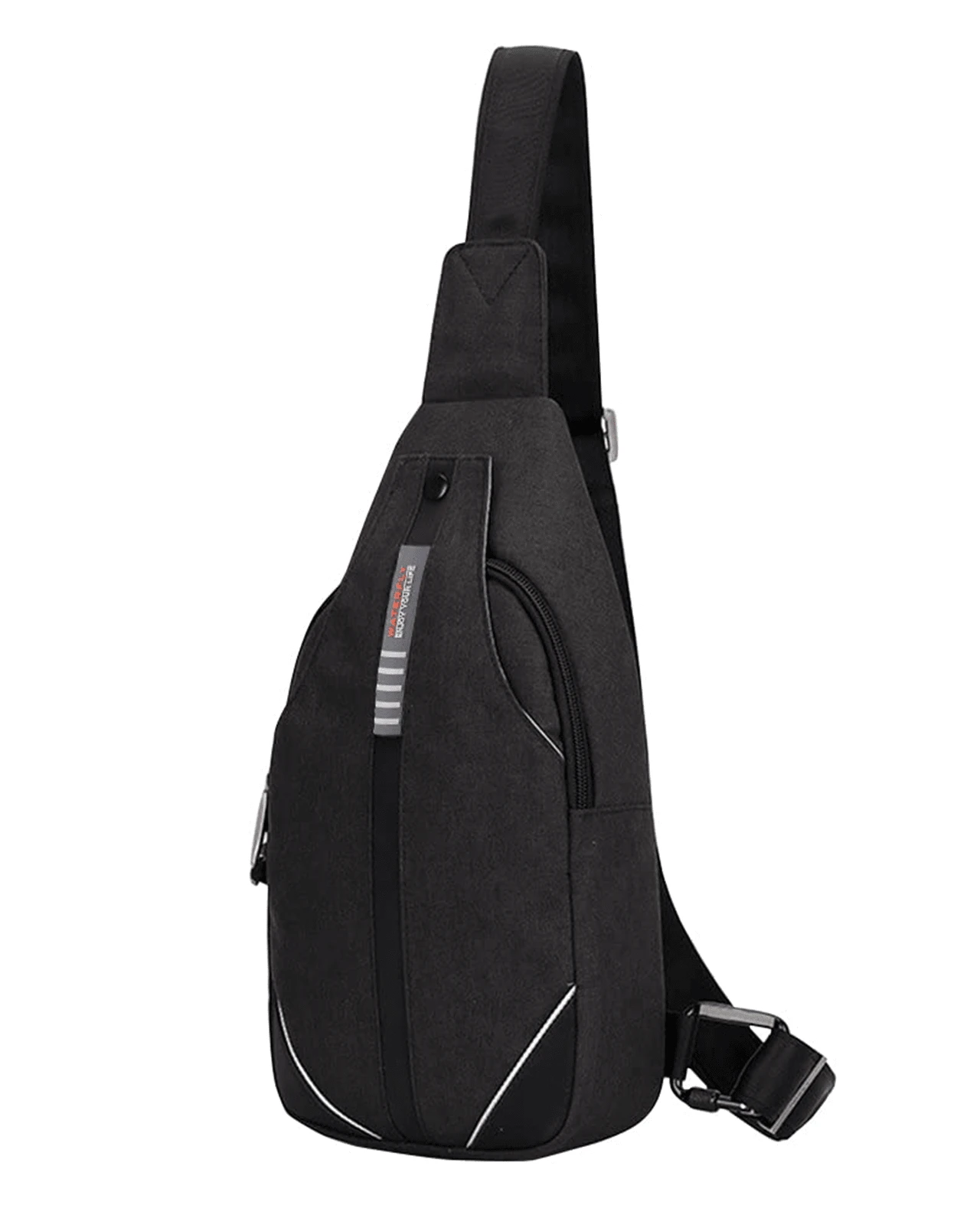 WATERFLY Crossbody Sling Bag Men Women Anti Theft Backpack For Traveling Chest Shoulder Bag - 黑色 - 查看 1