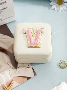 1個簡約風格信封圖案戒指、項鍊、耳環等珠寶收納盒 - 白色粉字母 - 查看 15