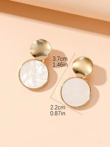 1 Pair Alloy Dotted Shell & Resin Pendant Earrings For Women, Beach Party Gift, Also Available In Clip-On Style - Multicolor - View 3