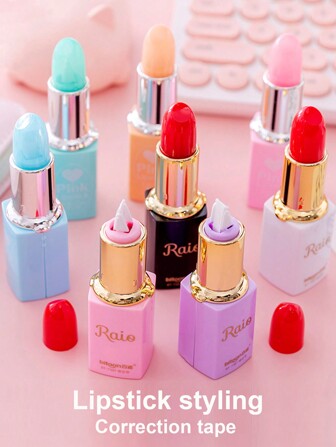 1pc Morandi Style Correction Tape, Creative & Portable Girl's Heart Design Correction Tape, Random Color Back To School