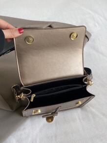 Fashionable Women's Handbag, Versatile New Crossbody Bag, Casual Colorblock Design, Small Square Bag, Wide Strap, Suitable For Party, Date, School, Outdoor Activities, And Makes A Great Gift - Bronze - View 6