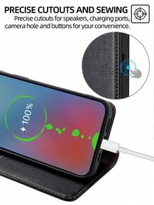 keyunfei 1 Miếng Đen Màu sắc Từ tính Ví Đứng , Chống sốc , Ví thẻ , chất liệu da PU Ốp lưng điện thoại Lật Tương thích với Redmi 8 - màu đen - Xem 8