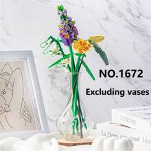 套裝,永生花套裝迷你積木花束套件節日禮物,人造玫瑰花,人造裝飾母親節情人節生日禮物送給戀人和父母 - 彩色 - 查看 14