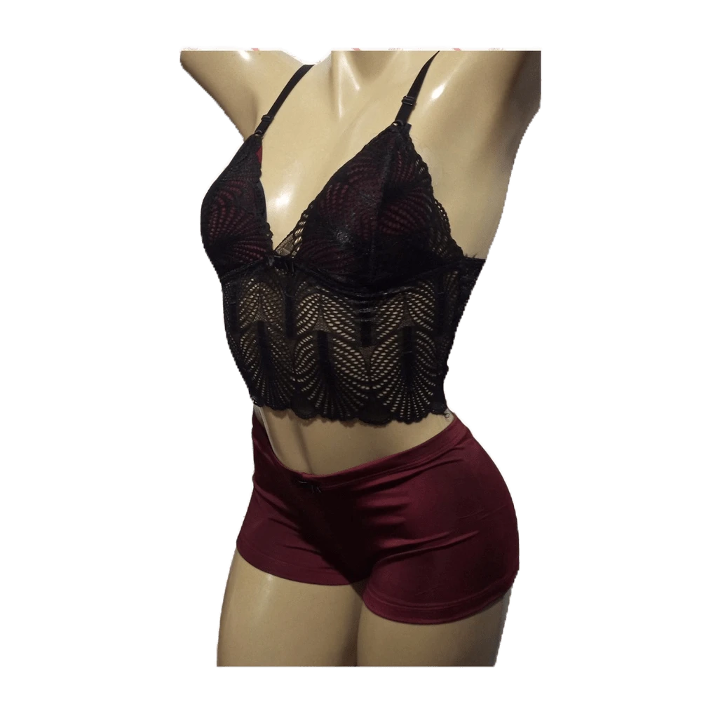 Women Pajama Sets - 酒紅色 - 查看 1