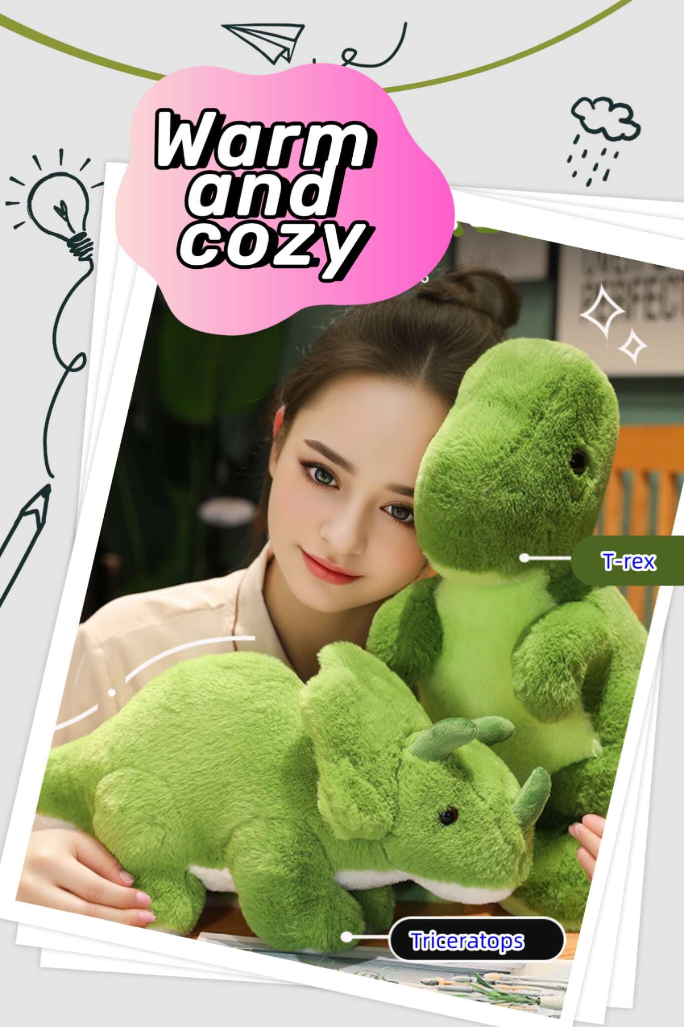 1 Pieza Juguete De Peluche De Dinosaurio Tyrannosaurus/raptor ...