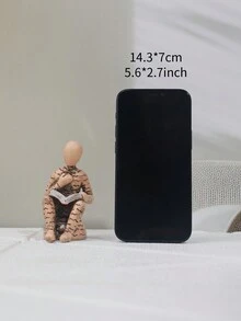 1 Pieza Figura Abstracta De Una Persona Sentada Leyendo En Resina Con Base, Adorno Para Decoración Del Hogar - Marrón - Ver 3