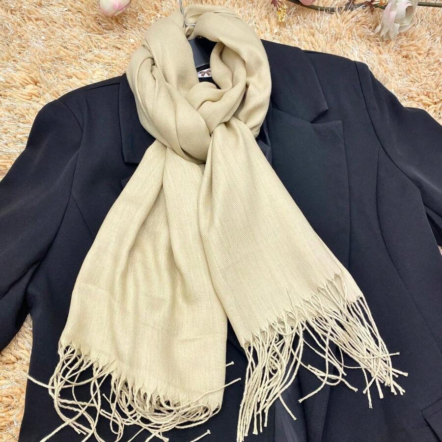 女士圍巾,日常使用或作為送給朋友的完美禮物 - 杏色 - 查看 1