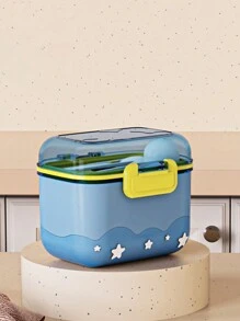 1pc Double-Layer Sealed Milk Powder Container With Scoop, Portable 360ml/12oz Milk Powder Box - Blue Stars - View 3
