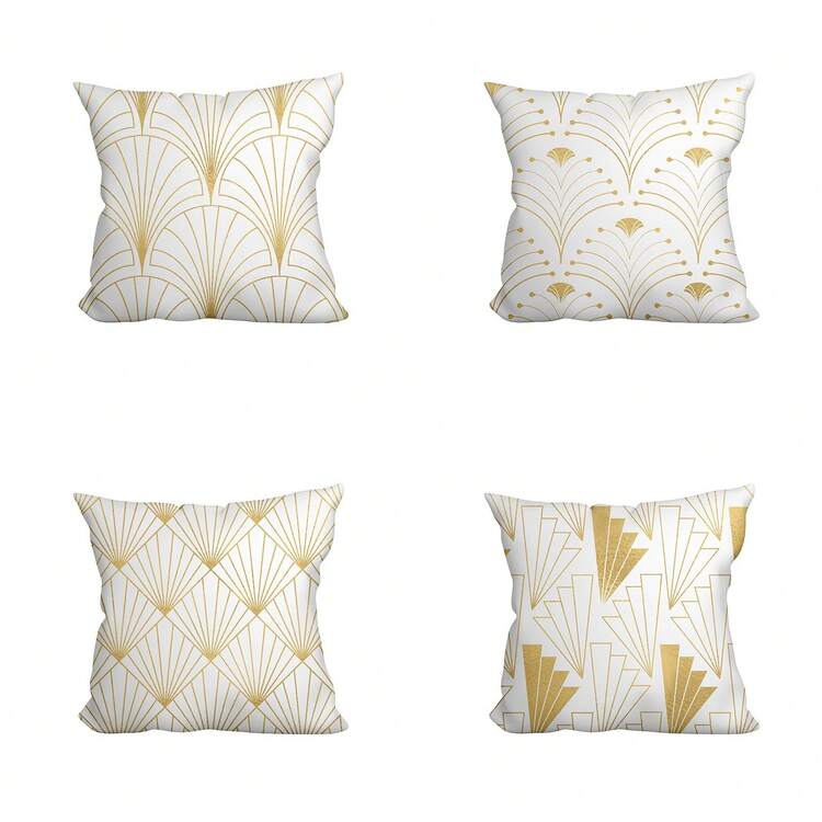 4入組幾何圖案裝飾枕套,新鮮風格,多色可選 - 彩色 - 查看 1