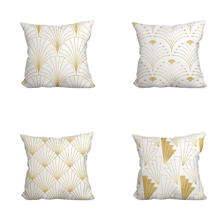 4入組幾何圖案裝飾枕套,新鮮風格,多色可選 - 彩色 - 查看 1