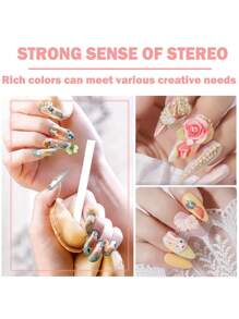 12色雕塑彩绘美甲凝胶套装，3D美甲雕刻凝胶雕塑创意彩绘胶水可卸UV美甲 - 彩色 - 查看 6