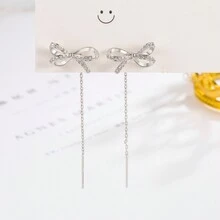 1 đôi Đúng mốt Quá quắt Bowknot Hoa tai Như Của phụ nữ Phụ kiện - Bạc - Xem 2