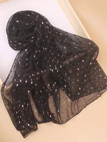 優雅1件豪華網眼亮片拼接裝飾頭巾，節日外出時尚女士圍巾 - 彩色 - 查看 5