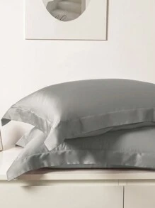 1pc Satin Solid Color Pillowcase, Envelope Closure Soft Pillow Cover For Bedroom, Bedding