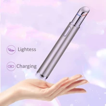 Portable Eye Massager Wand With Heated &  Vibration Treatment For Relieving Eyes Dark Circles,Absorption,Puffiness,Fatigue,Enhance Product,Smart Sensor Facial Anti-Aging - Silver - View 7