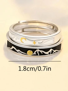 1 par de anillos ajustables para promesa de parejas - Plateado - Ver 9