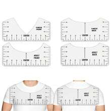 4pcs , Áo thun Cái thước Hướng dẫn Liên minh Công cụ , Dụng cụ may vá Phụ kiện , Cổ chữ V Tròn Cái thước , Thích hợp Đối với Thanh thiếu niên Và Người lớn , Quần áo Công cụ đo lường - Trong sáng - Xem 1