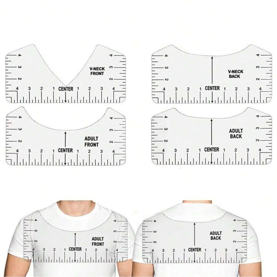 4pcs , Áo thun Cái thước Hướng dẫn Liên minh Công cụ , Dụng cụ may vá Phụ kiện , Cổ chữ V Tròn Cái thước , Thích hợp Đối với Thanh thiếu niên Và Người lớn , Quần áo Công cụ đo lường - Trong sáng - Xem 1
