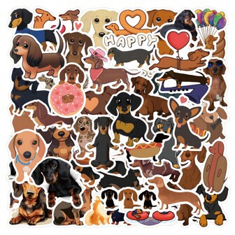 60pcs Sausage Dog Cartoon Graffiti Stickers, Cute Animal Stickers, Suitable For Water Bottles, Laptops, Phones, Skateboards, Guitars, Luggage, Scrapbooks, Helmets, Party Decorations And Gifts