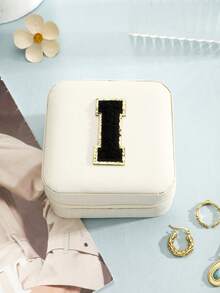 1入組極簡風格字母設計首飾盒,適用於戒指、項鍊、耳環等等 - 白色黑字母 - 查看 22