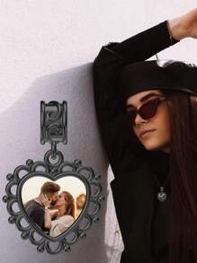 1pc Personalized Photo Bracelet Pendant, Gift For Mother, Daughter, Girlfriend, Wife, Best Friend, Includes Photo Necklace Pendant, Photo Anklet Pendant, And Heart/Round Pendant Beads - Rose Gold - View 3