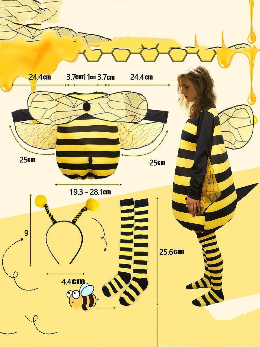 3 Piece Rave Party Performance Costume Bee Ladybug Adult Cosplay ...