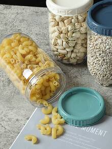 6pcs Stackable Food Sealing Container With Lid, Plastic Kitchen Grain Storage Box, Moisture-Proof Jar Available In Multiple Specifications - Green - View 11