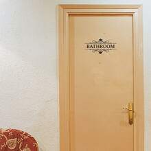 Bathroom Door Sticker English Signage Home Bathroom Room Removable Wall Sticker For Cross-Border - Black - View 5