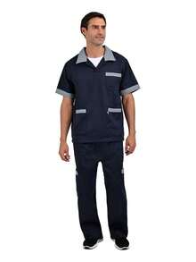 Juego de Filipina De Limpieza Con Pantalón Mod 1803 - Azul marino Con Gris - Ver 3