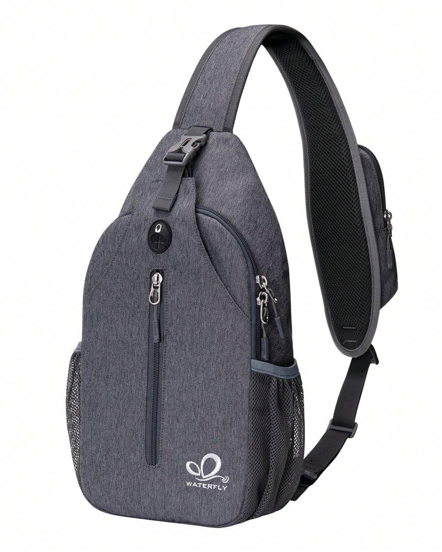 WATERFLY Crossbody Sling Backpack Sling Bag Travel Hiking Chest Bag Daypack - Dark Grey - View 1