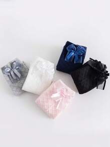1 Pair Kids All Season Patterned Bow Decor Crew Length Socks