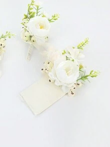 1入組男士婚禮胸花,口袋胸花,新郎、伴郎婚禮胸花,舞會、周年紀念、正式晚宴穿孔西裝胸花