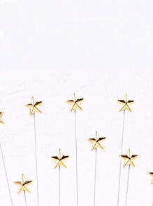 1pc Birthday Cake Decoration Star Shaped Baking Cake Dessert Dress-Up Topper In Gold And Silver - Gold - View 3